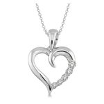 Diamond Heart Pendant Necklace Silver Product Image