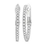 Inside Out Diamond Hoops w/ Hinged Closure Silver Product Image