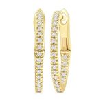 Inside Out Diamond Hoops w/ Hinged Closure Gold Product Image