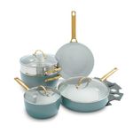 Reserve Ceramic Nonstick 8pc Cookware Set w/ 2 Pan Protectors Smoky Blue Product Image
