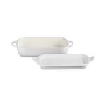 2.75qt Stoneware Rectangular Dish w/ Platter Lid Matte White Product Image