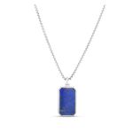 Sterling Silver and Lapis Tag Necklace Product Image