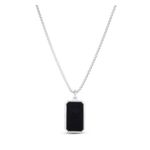 Sterling Silver Black Onyx Tag Necklace Product Image