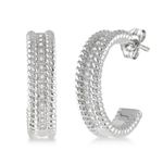 Bold Diamond Hoop Earrings Silver Product Image