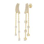 Diamond Chain Dangler Long Earrings Gold Product Image