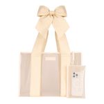 Jelly Tote Bag w/ Phone Pouch Ecru Raffia Bow Product Image