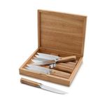 Elite Cutlery 8pc Steak Knife Set w/ Storage Box & Light Wood Handles Product Image