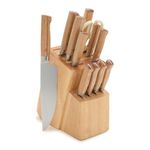 Elite Cutlery 13pc Knife Block Set w/ Light Wood Handles Product Image