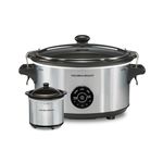 Stay or Go 7qt Programmable Slow Cooker w/ Party Dipper Silver Product Image