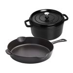 3pc Cast Iron Cookware Set Matte Black Product Image