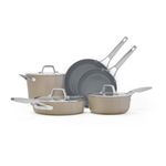 Premier Ceramic Nonstick 8pc Cookware Set, Mushroom Gray Product Image