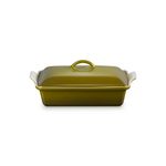 4qt Heritage Stoneware Covered Rectangular Casserole, Olive Product Image