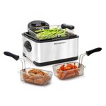 4qt Dual Basket Deep Fryer w/ Lid Stainless Steel Product Image