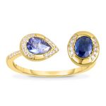 Tanzanite & Blue Sapphire Toi Et Moi Ring - Size 6 Gold Product Image