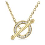 10k Circle Diamond Toggle Necklace Gold Product Image