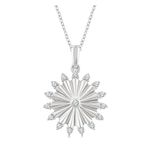 Diamond Fluted Circle Pendant Necklace Silver Product Image
