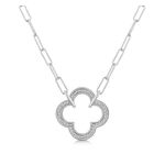 Paperclip Clover Diamond Necklace Product Image