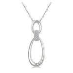 Diamond Oval Pendant Necklace Silver Product Image