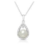 Pearl and Diamond Necklace Silver Product Image