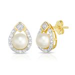 Pearl & Diamond Earrings Gold Product Image