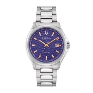 Mens Tony Bennett NYC Silver-Tone Stainless Steel Watch Purple Dial Product Image