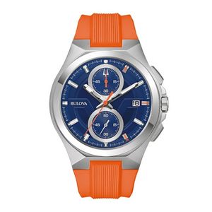 Mens Marc Anthony Maquina Chronograph Orange Silicone Strap Blue Dial Product Image