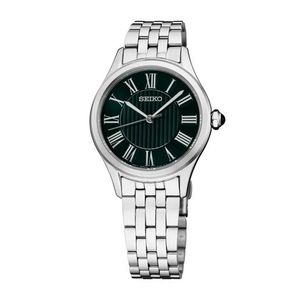 Ladies Essentials Silver-Tone Stainless Steel Watch, Green Dial Product Image