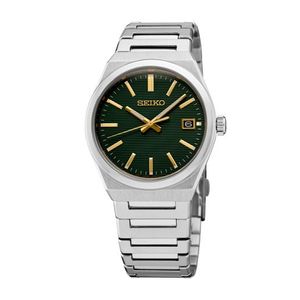 Unisex Essentials Silver-Tone Stainless Steel Watch, Green Dial Product Image