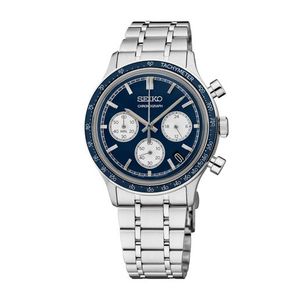 Mens Essentials Chronograph Silver-Tone Stainless Steel Watch, Blue Dial Product Image