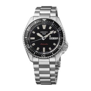 Mens Seiko 5 Sports SKX Automatic Silver-Tone Stainless Steel Watch, Black Dial Product Image