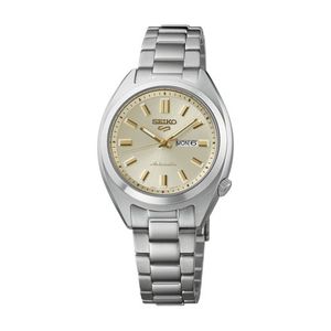 Unisex Seiko 5 Sports Automatic Silver-Tone Stainless Steel Watch, Ivory Dial Product Image