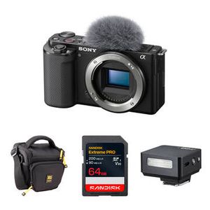 Sony ZV-E10 MRRLS CAMERA BLK/MINI FLASH KIT Product Image