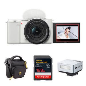Sony ZV-E10 CAM/16-50mm II LNS WT/MINI FLSH Product Image