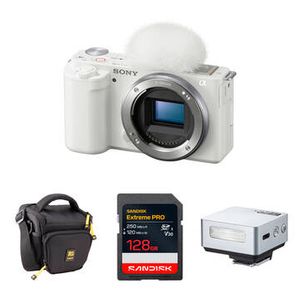 Sony ZV-E10 MRRLS CAMERA WHT/MINI FLASH KIT Product Image