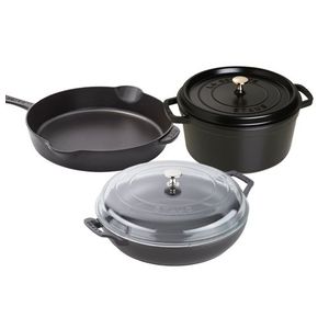 5pc Cast Iron Cookware Set Matte Black Product Image