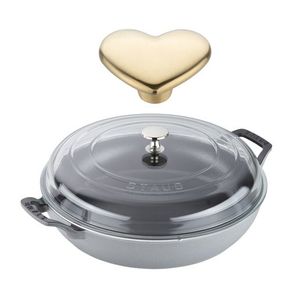 3.5qt Cast Iron Braiser w/ Glass Lid & Heart Knob Graphite Gray Product Image
