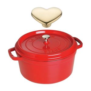 7qt Cast Iron Round Dutch Oven w/ Heart Knob Cherry Product Image