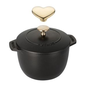 1.5qt Cast Iron Petite French Oven w/ Heart Knob Matte Black Product Image