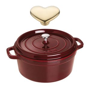 7qt Cast Iron Round Dutch Oven w/ Heart Knob Grenadine Product Image