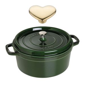 7qt Cast Iron Round Dutch Oven w/ Heart Knob Basil Product Image