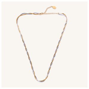 Mixed Metal Herringbone Necklace Product Image