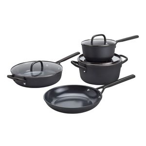 Milano 7pc Aluminum Ceramic Cookware Set, Black Product Image