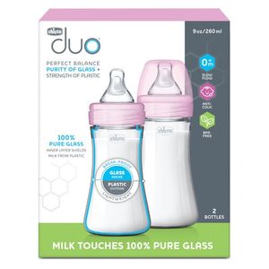 Duo 9oz Hybrid Baby Bottle - 2-Pack, Pink Product Image