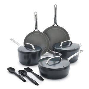 GreenPan GP5 Colors Ceramic Nonstick 11-Piece Cookware Set Slate/Stainless Steel Product Image