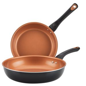 2pc Glide Copper Ceramic Nonstick Frying Pan Set Product Image