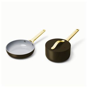 Nonstick Ceramic Minis Duo Cookware Set - Fry Pan & Saucepan Black/Gold Product Image