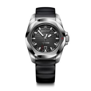 Mens I.N.O.X. Automatic Silver & Black Rubber Strap Watch Black Dial Product Image