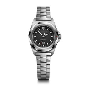 Ladies I.N.O.X. Small Silver-Tone Stainless Steel Watch Black Dial Product Image