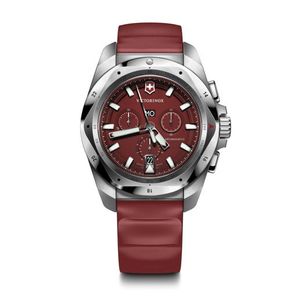 Mens I.N.O.X. Chronograph Silver & Red Rubber Strap Watch Red Dial Product Image