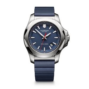 Mens I.N.O.X. Silver & Blue Rubber Strap Watch Blue Dial Product Image